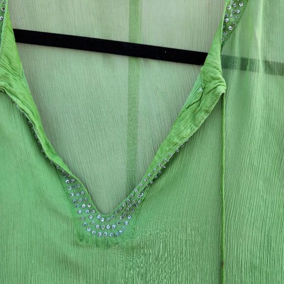 Glam souls green silk boho blouse - Picture 6 of 9